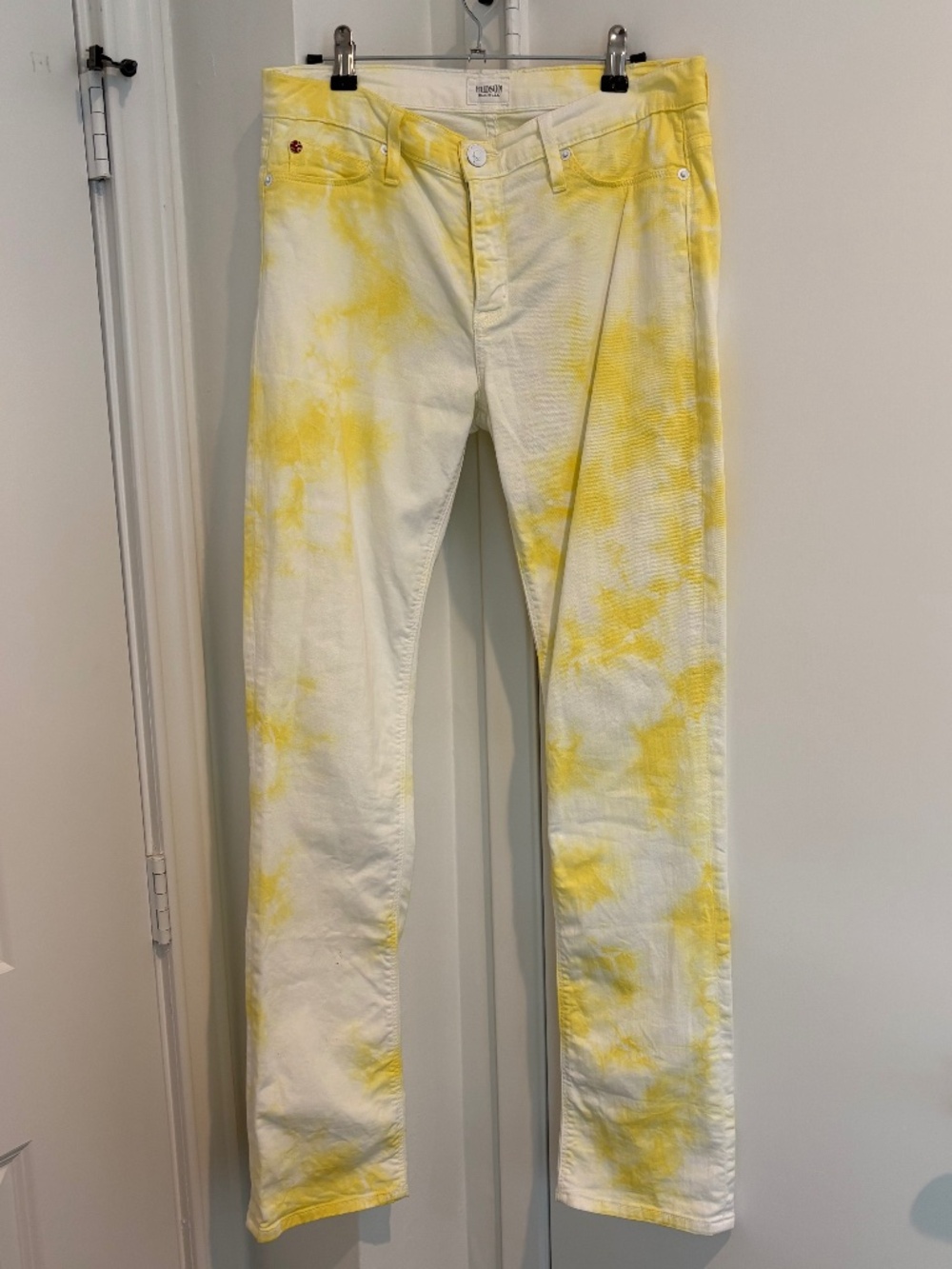 Hudson Tilda Yellow & White Tie-Dye Skinny Jeans - Size 29